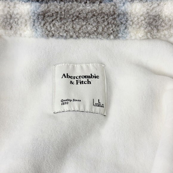 Abercrombie & Fitch Plaid Sherpa Fleece Shacket Jacket Women's Size Large - Picture 7 of 8